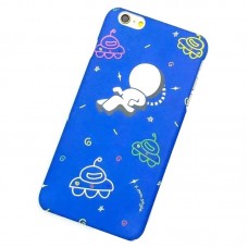 iPhone 6 6s 4.7 - Blue Alien Space Ship PC Rubber Coating Hard Protective Phone Cover Case